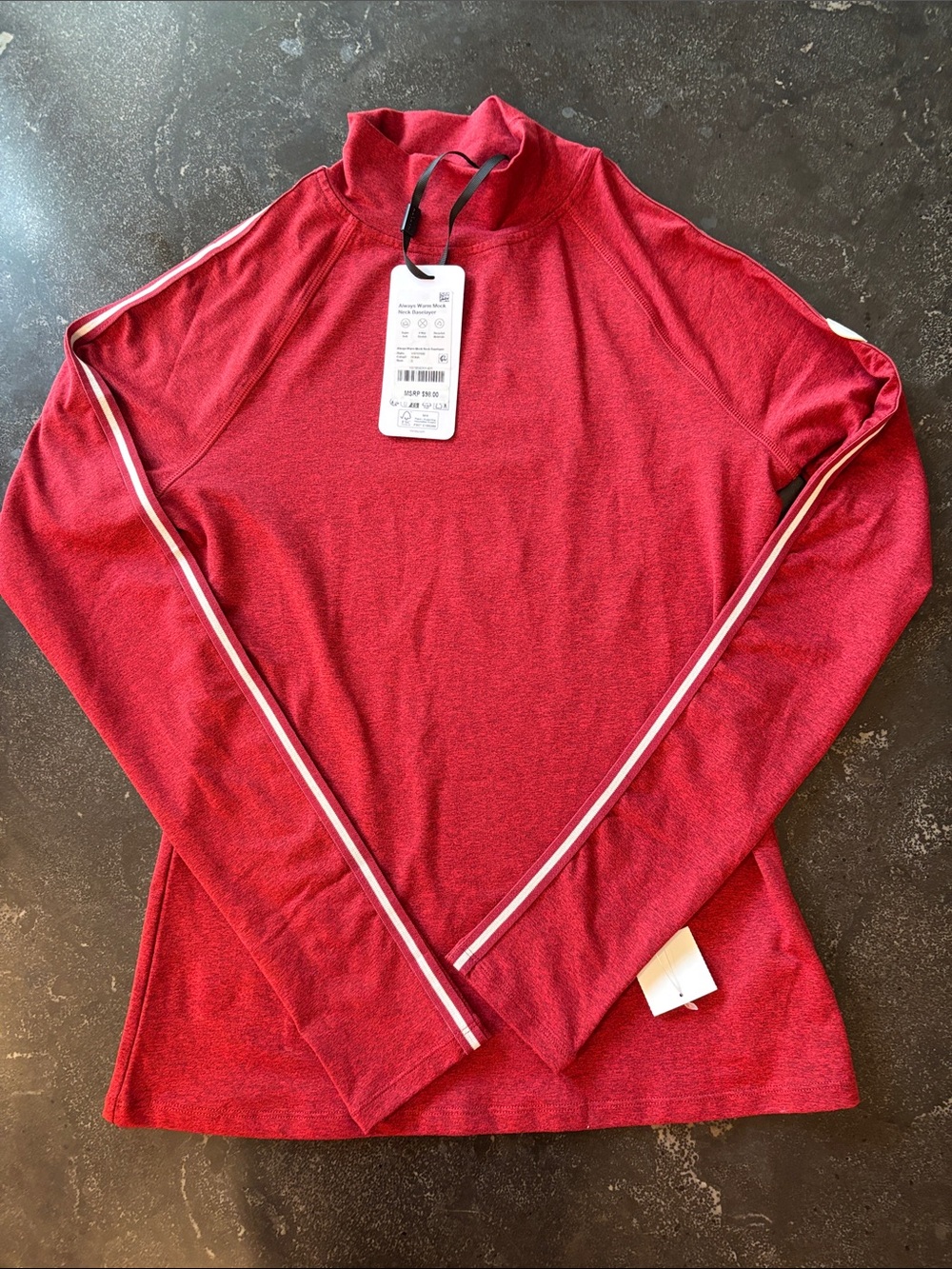 Varley Always Warm Mock-Neck Baselayer – Red Dahlia Marl – Size S NEW